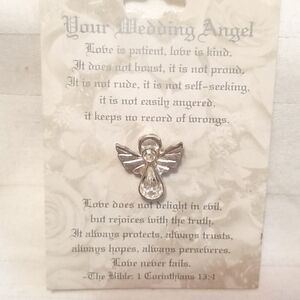 Wedding Angel Silver Rhinestone Lapel Pin